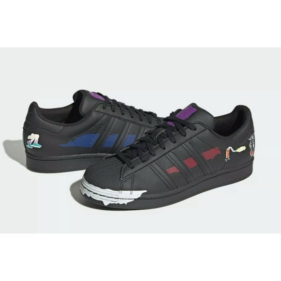 Adidas Superstar Comic Art Sneaker Graffiti Black Red Blue - Men\'s Size 9.5 RARE main image 4